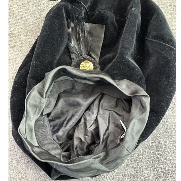 Vintage 90s J. Peterman Slouch Beret Cap L Velvet‎ Feather Medallion Italy main image 11